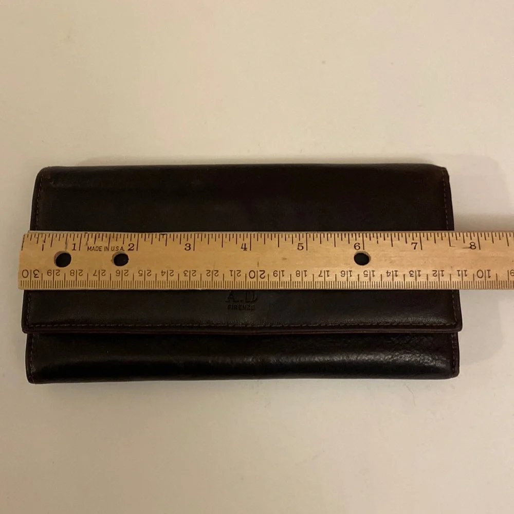 Vintage Women’s Tuscany Leather Adriano Leather Wallet Document 2 Tone Black/Tan - Picture 2 of 16